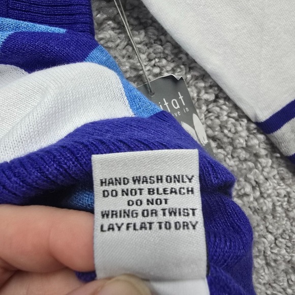 Habitat Sweater Womens Medium Blue Long Sleeve Pullover Stretch Knit Cotton - Picture 7 of 12